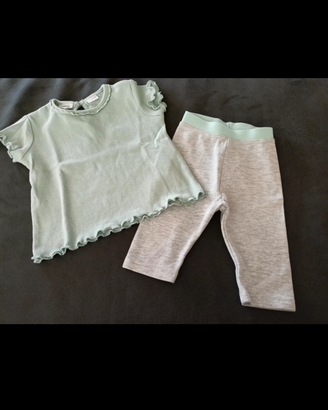 Completo neonata Zara 6/9 mesi leggings e t-shirt