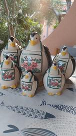 Set barattolo cucina ceramica pinguino dipinto man