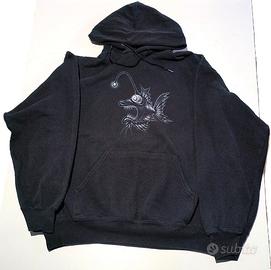 Felpa Fruit of the Loom Nera Vintage Fish L Ottime