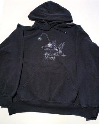 Felpa Fruit of the Loom Nera Vintage Fish L Ottime