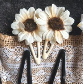 Coppia mollette floreali artigianali per capelli
