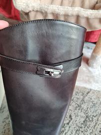stivale basso in pelle da donna nero