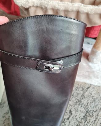 stivale basso in pelle da donna nero
