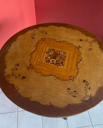 Tavolo antico da pranzo in legno rotondo