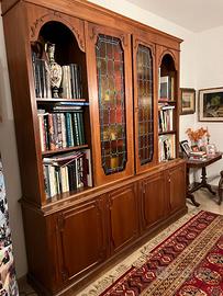 Grande libreria/vetrina in legno massello