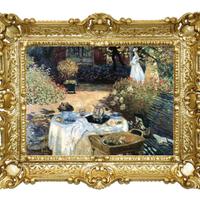 STAMPA SU CARTA MONET COLAZIONE IN GIARDINO 55X45