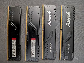 RAM Kingston FURY Beast DDR4 32 GB (4x8GB) 3200Mhz