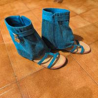 Sandali a stivaletto in denim