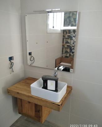 mobile bagno 80 completo in legno vecchio sospeso