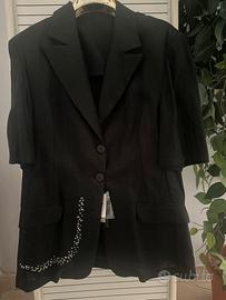 Giacca vintage donna 100%lino nera