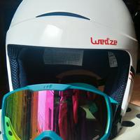 Casco ed occhiali da sci per bambino (Wed’ze)