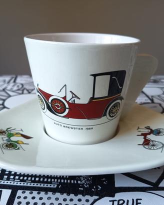 Tazza, Piatto Ceramica Pacetti Albisola Auto Epoca