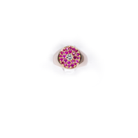 Anello in oro rosa con diamante e rubini 