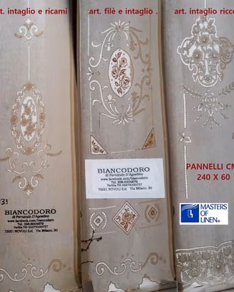 Pannelli tenda lino , ricami a mano 3 modelli