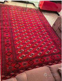 BUKARA TEKKE  RUSSO ANTICO ANNODATO A MANO