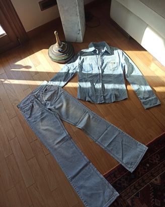 Set Coordinato Fornarina Y2K Jeans flare e Camicia