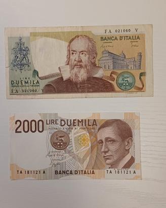 Lotto da 2 banconote da 2.000 Lire