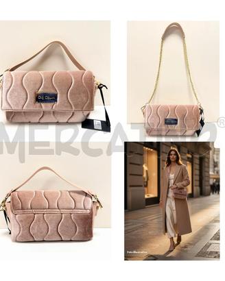 BORSA D GIO CELLINI ROSA VELLUTO CON TRACOLLA DETT