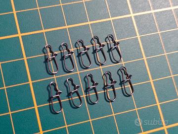 Pesca, 10pz Moschettoni in Acciaio Inox 15lb 7kg