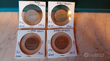 50 centesimi leoni contorno rigato 1921 1920