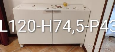 Vetrina soggiorno laccata bianca con mensola  L180