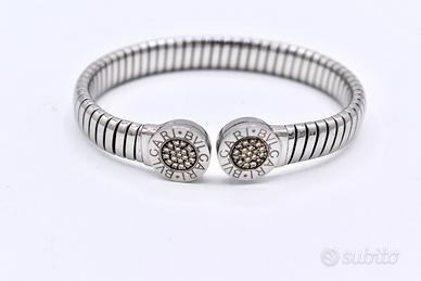 bvlgari bracciale bulgari acciaio e oro diamanti