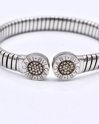 bvlgari bracciale bulgari acciaio e oro diamanti