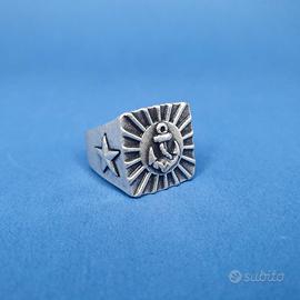 ANELLO VINTAGE "PIETRO FERRANTE" ANCORA CON RAGGI