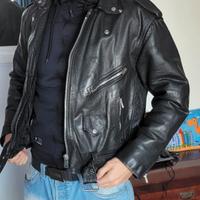 Giubbotto chiodo vintage vera pelle anni 80 tg L