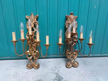 applique vero legno intagliato 3 luci