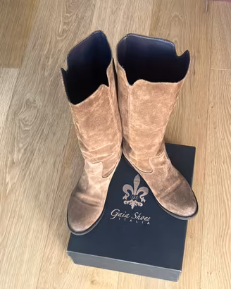 Stivali Gaia Shoes Italia 37 camoscio tabacco