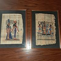 Coppia di papiri egiziani incorniciati