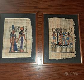 Coppia di papiri egiziani incorniciati
