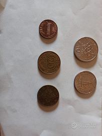 Lotto 5 monete estere vintage