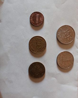 Lotto 5 monete estere vintage