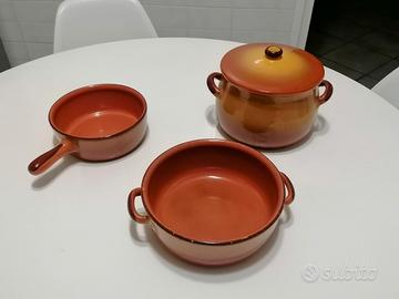 Set 3 pentole terracotta con coperchio 