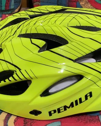 casco bici mtb giallo fluo Pemila tg L