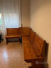 Panca angolare legno massello con contenitori