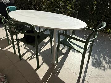 TAVOLO OVALE E SEI SEDIE PER ESTERNO!!