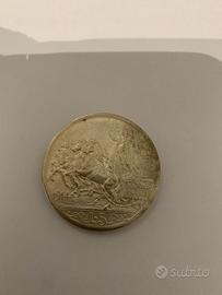 Moneta da 5 Lire in argento 1914 con quadriglia