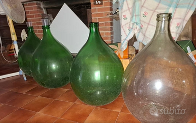 Set 4 Damigiane Vintage in Vetro