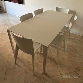 Tavolo Molteni Less Less 160 80 bianco con sedie