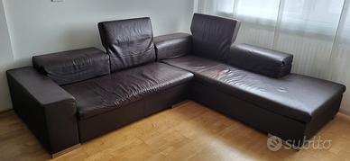 Divano angolare in pelle testa di moro