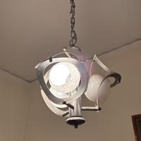 Lampadario in acciaio con sfere in vetro anni 50’