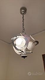 Lampadario in acciaio con sfere in vetro anni 50’