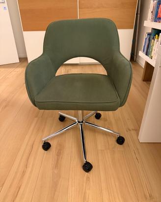 Sedia ufficio velluto verde