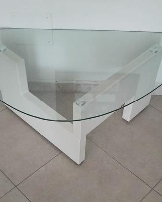Tavolino da salotto ovale con piano in vetro