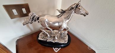scultura Cavallo BRUNEL® in Argento Laminato 999‰