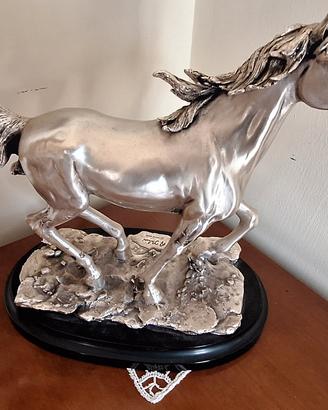 scultura Cavallo BRUNEL® in Argento Laminato 999‰