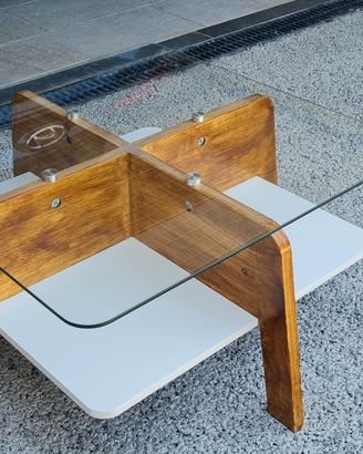 tavolino in vetro e legno